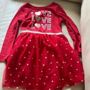 Red love tutu dress with gold hearts cat and Jack